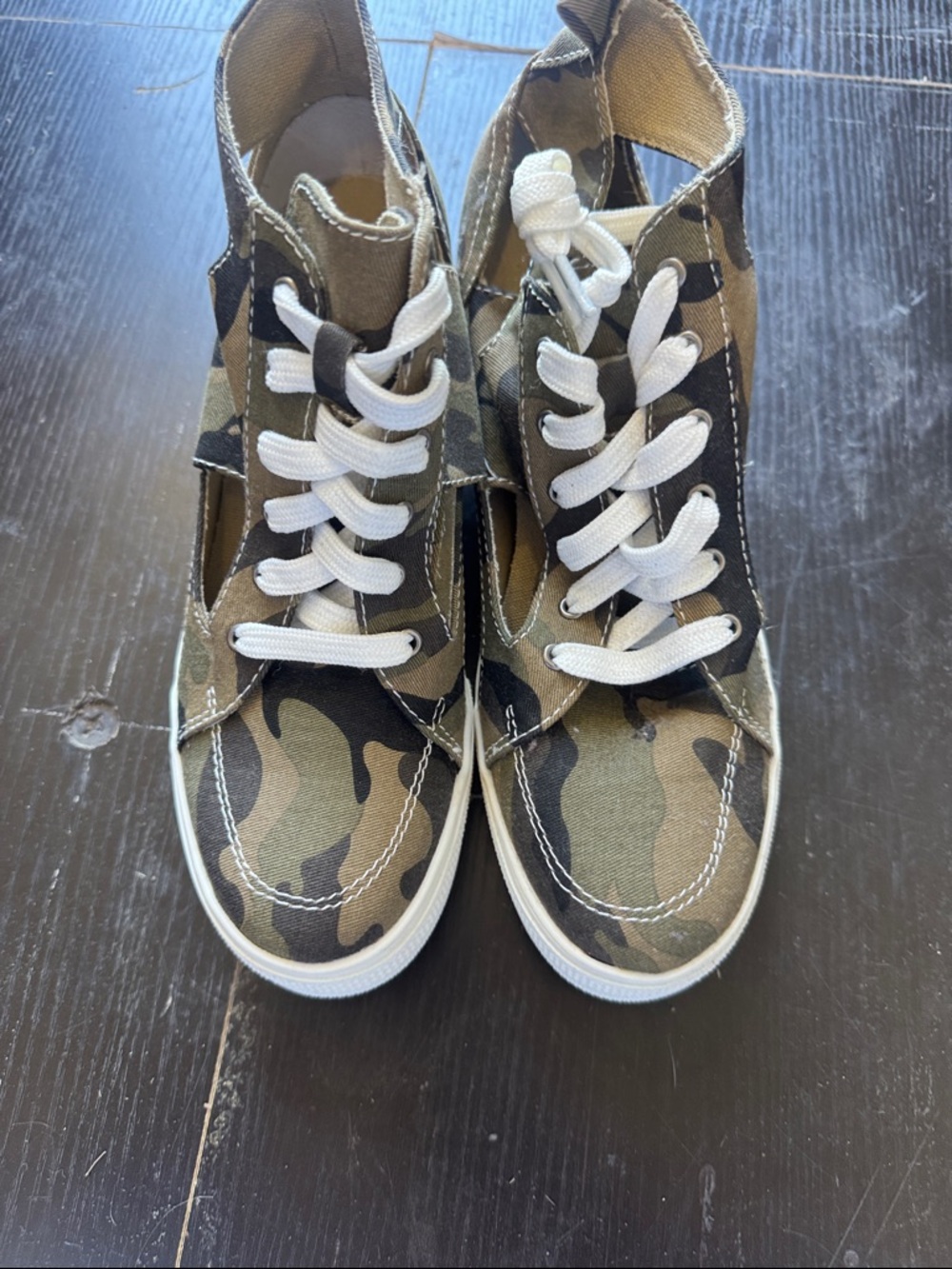 Very G Women's Camouflage Espadrille High-Top Sneakers with White Laces